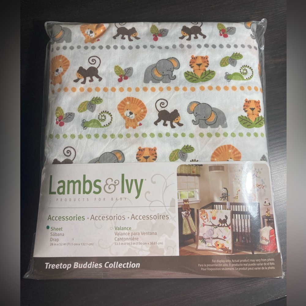 Lambs & Ivy Treetop Buddies jungle collection crib size fitted sheet